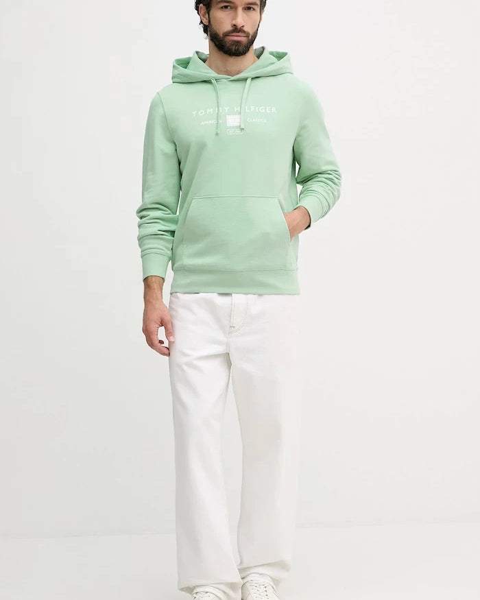 Tommy Hilfiger kapüşonlu erkek pamuklu sweatshirt