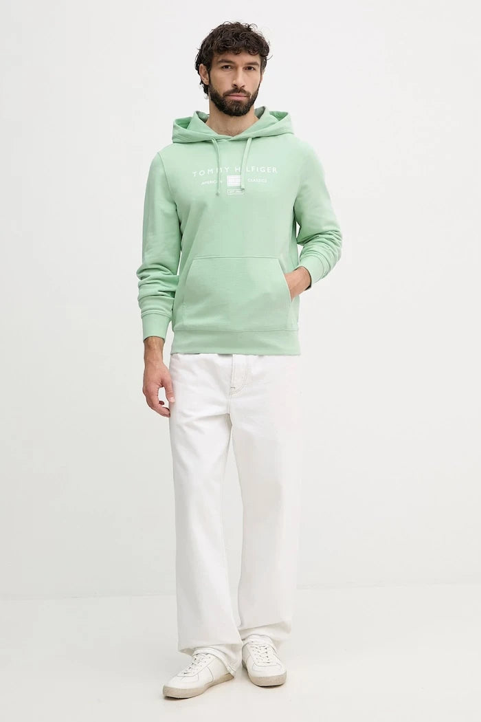 Tommy Hilfiger kapüşonlu erkek pamuklu sweatshirt