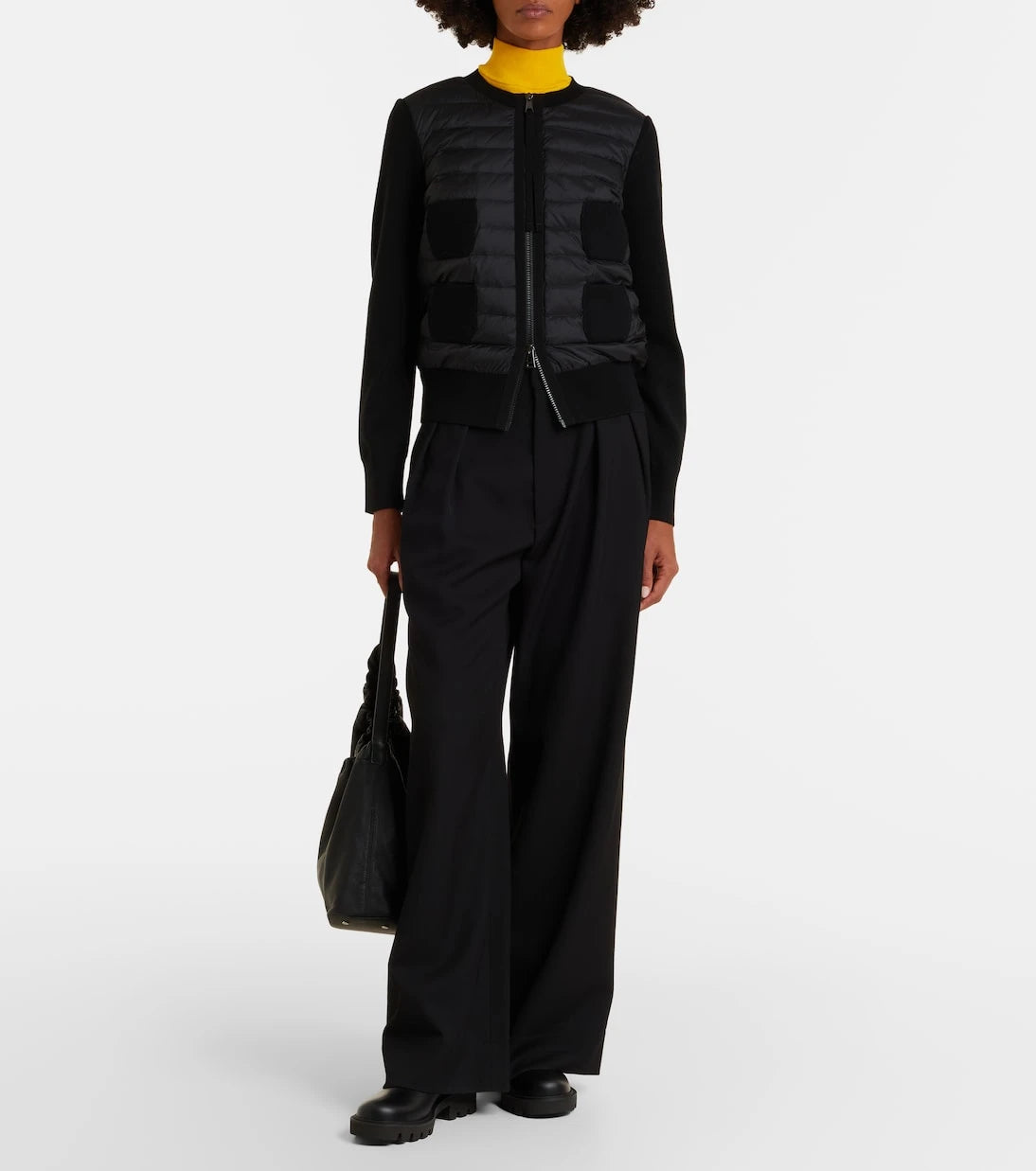 Moncler - Tricot down-paneled virgin wool cardigan