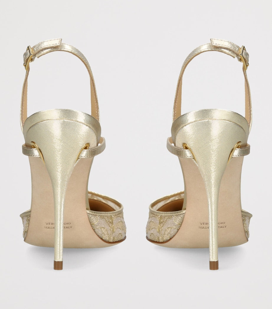 Jennifer Chamandi Lace Vittorio Slingback Heels 105