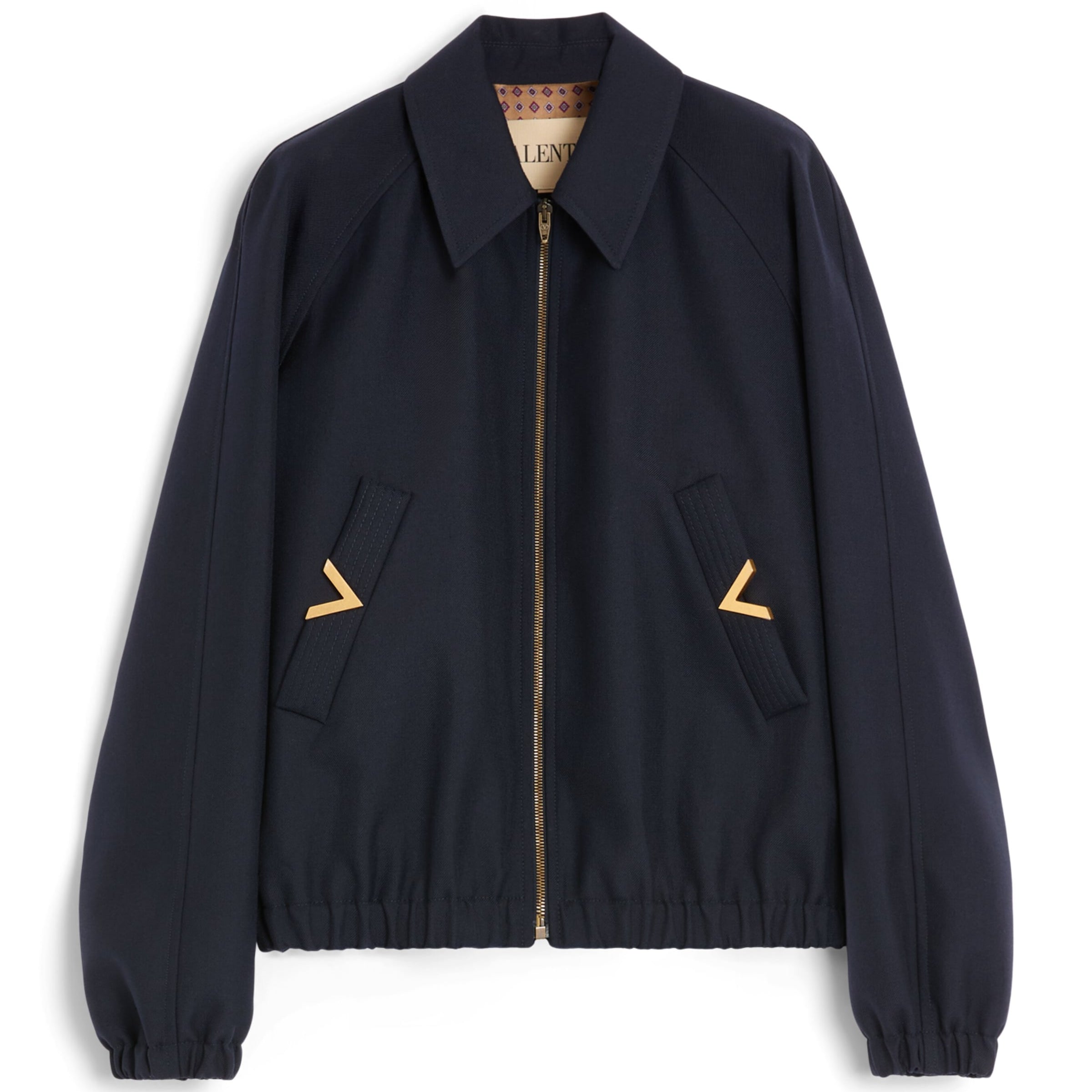 Valentino Garavani Blue Wool-Blend VLogo Bomber Jacket