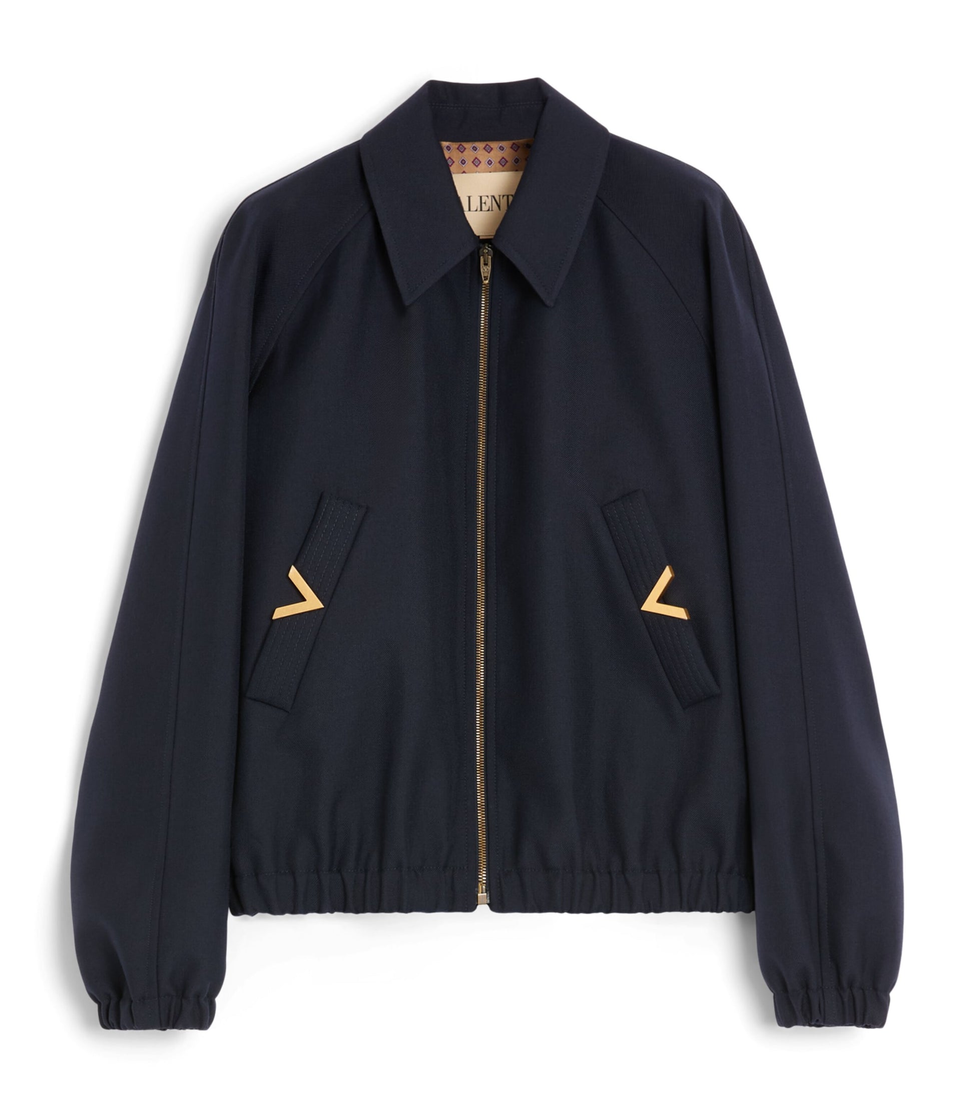 Valentino Garavani Blue Wool-Blend VLogo Bomber Jacket