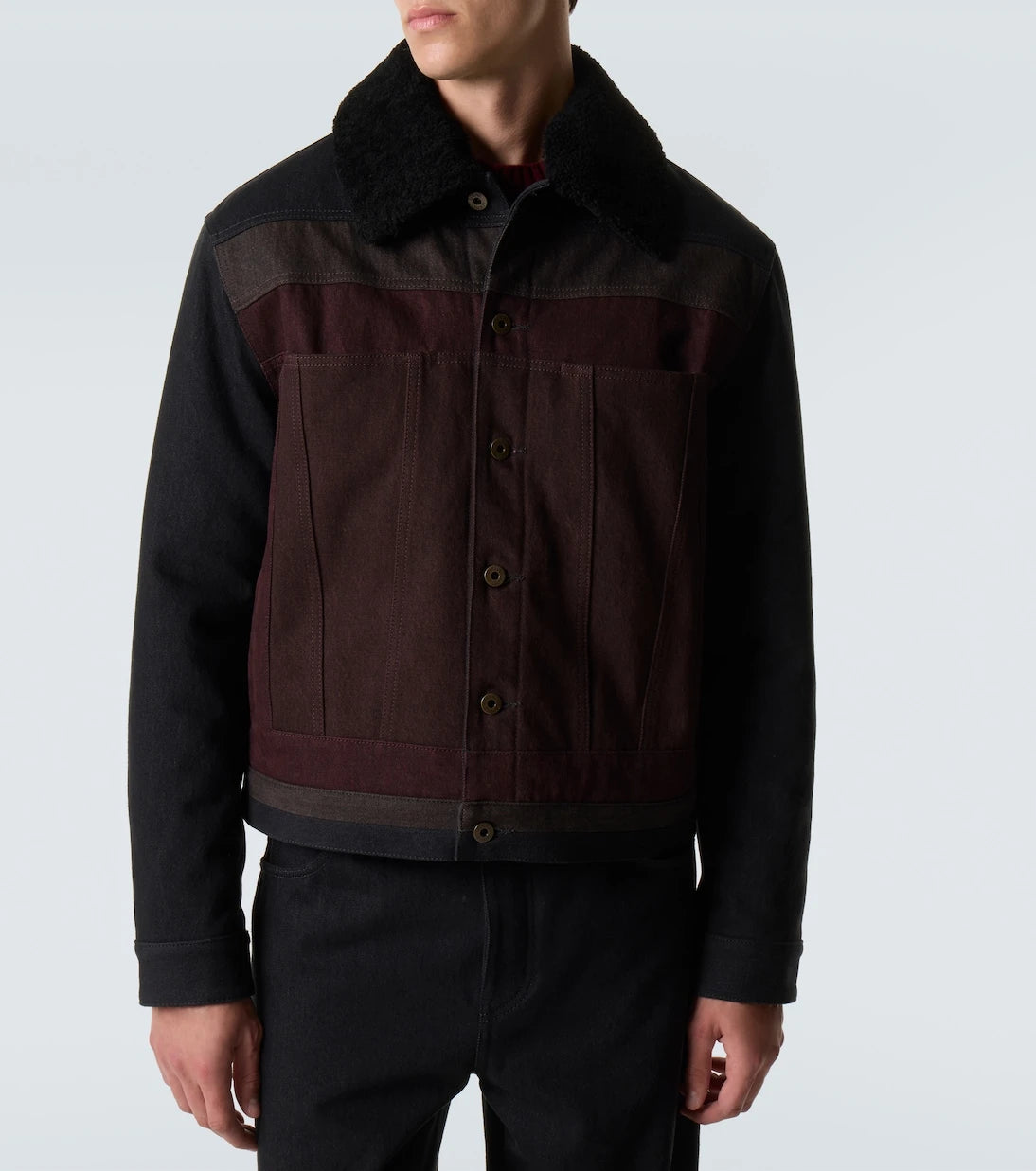 Loewe - Shearling-trimmed denim blouson jacket