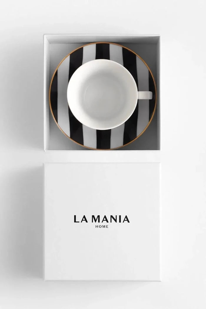 La Mania Stripes 200 ml Fincan ve Fincan Tabağı