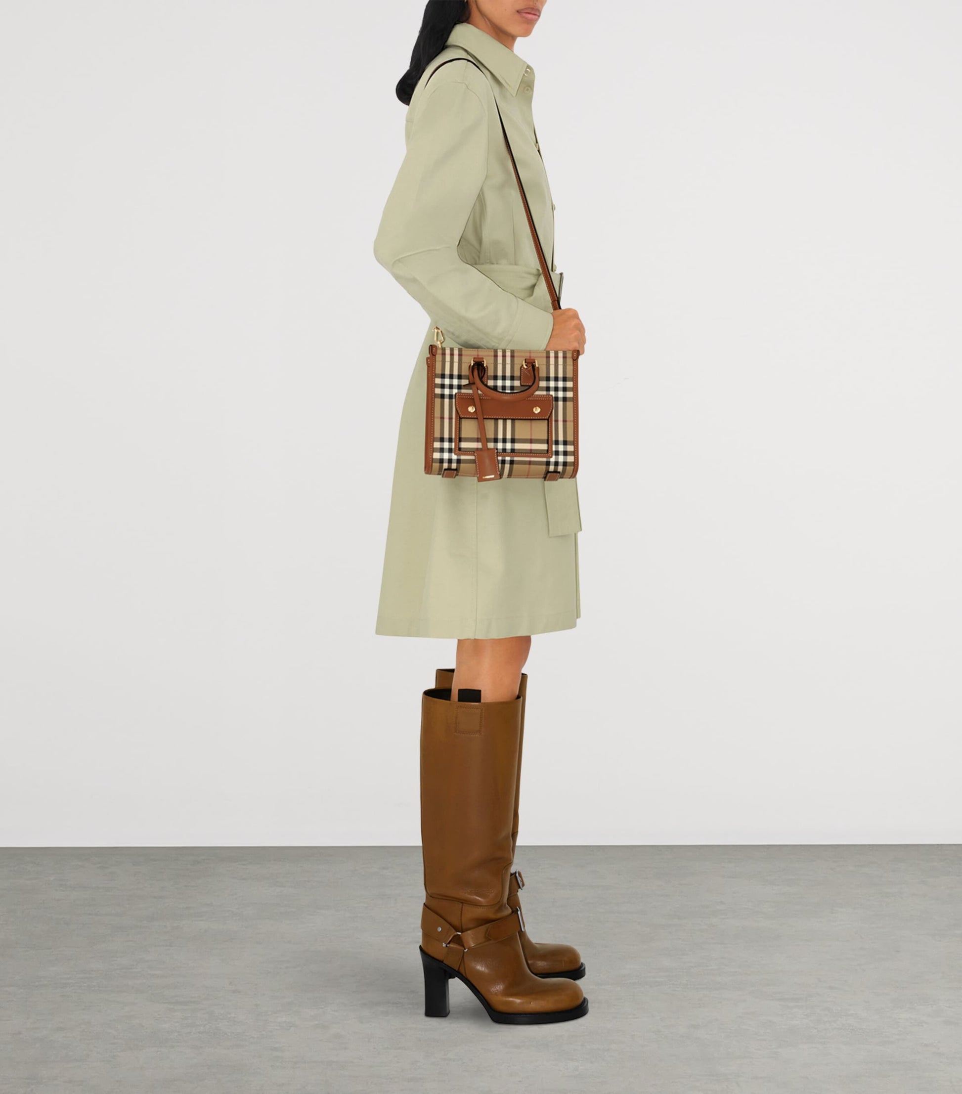 Burberry Brown Mini Check Freya Tote Bag