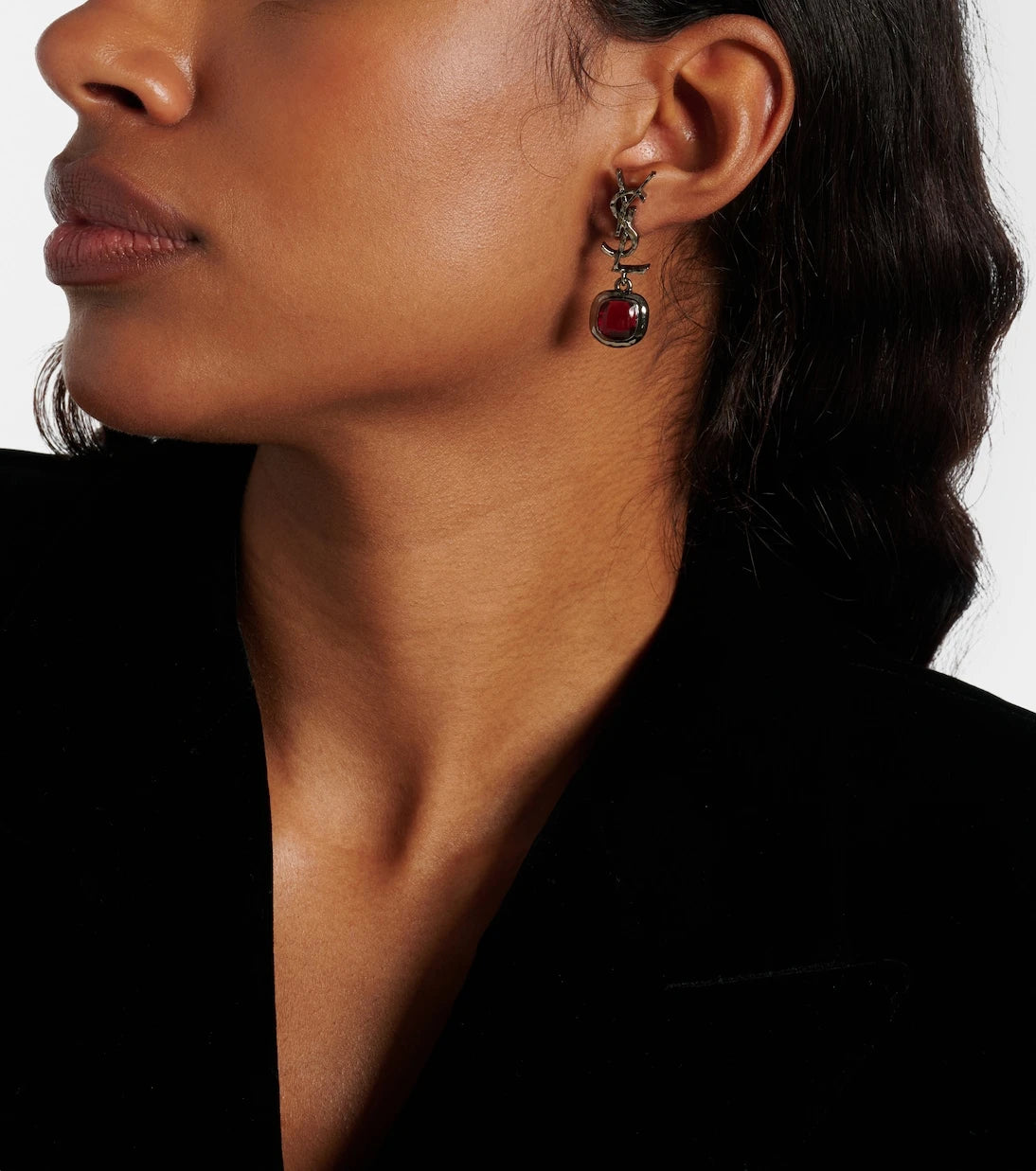 Saint Laurent - Cassandre embellished drop earrings