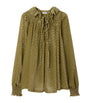 Green Silk-Blend Velvet Torch Blouse