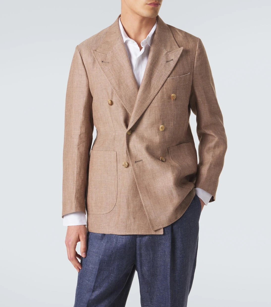 Rubinacci - Herringbone linen and wool blazer
