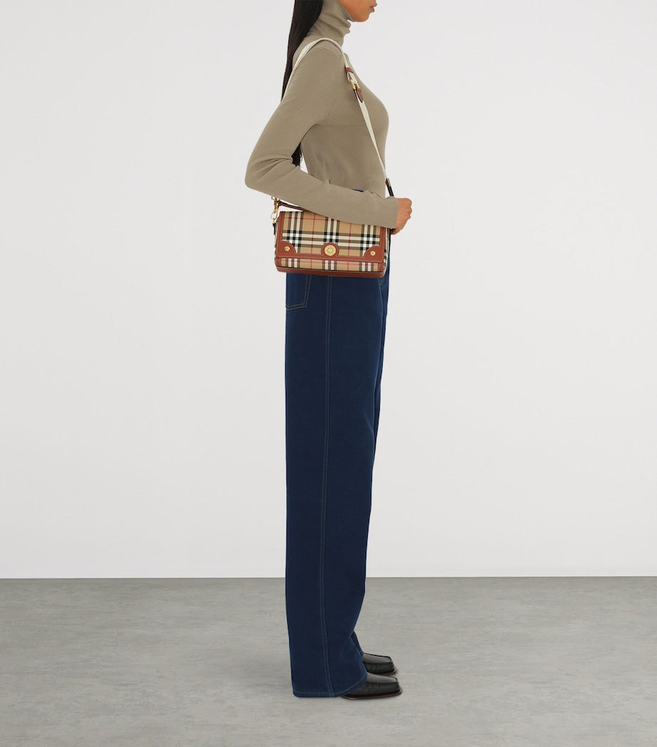 Brown Check Top-Handle Bag