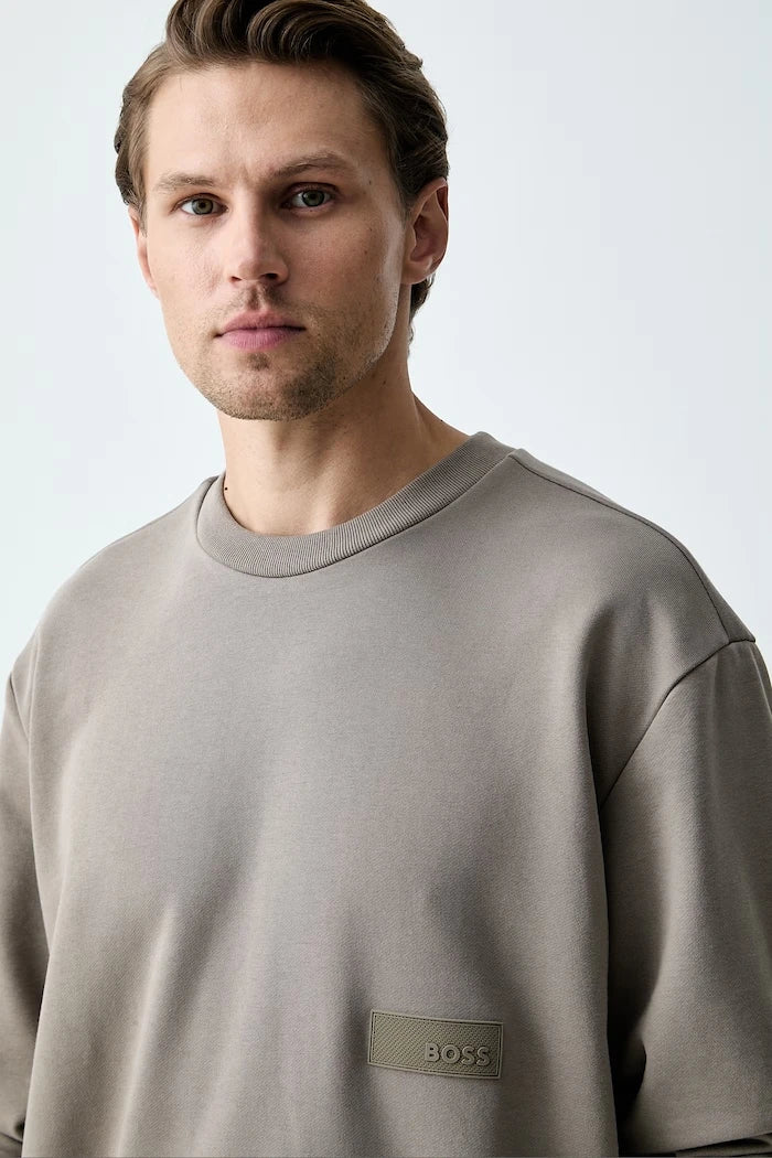 BOSS Green Erkek Pamuklu Sweatshirt SW_Crewneck