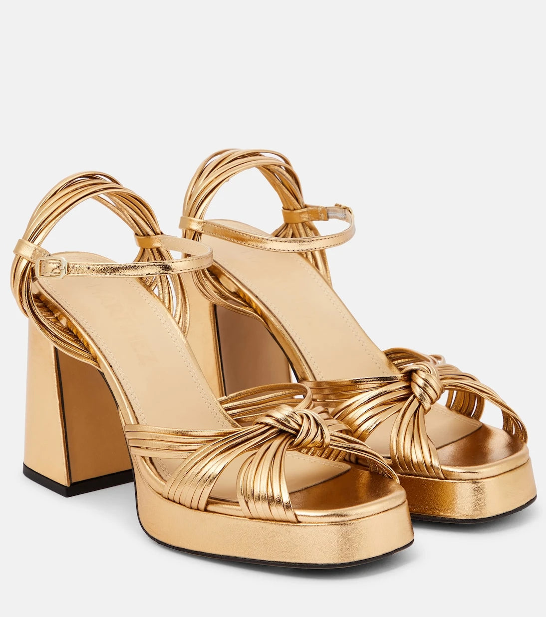 Souliers Martinez - Springs metallic leather platform sandals
