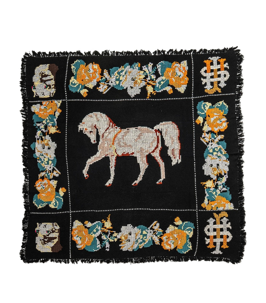 SAVED NY Cashmere Pony Embroidery Throw (170cm x 170cm)
