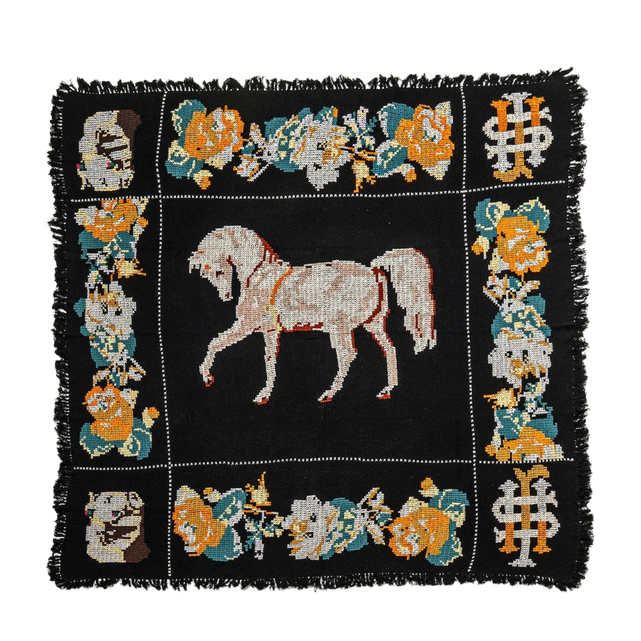 SAVED NY Cashmere Pony Embroidery Throw (170cm x 170cm)