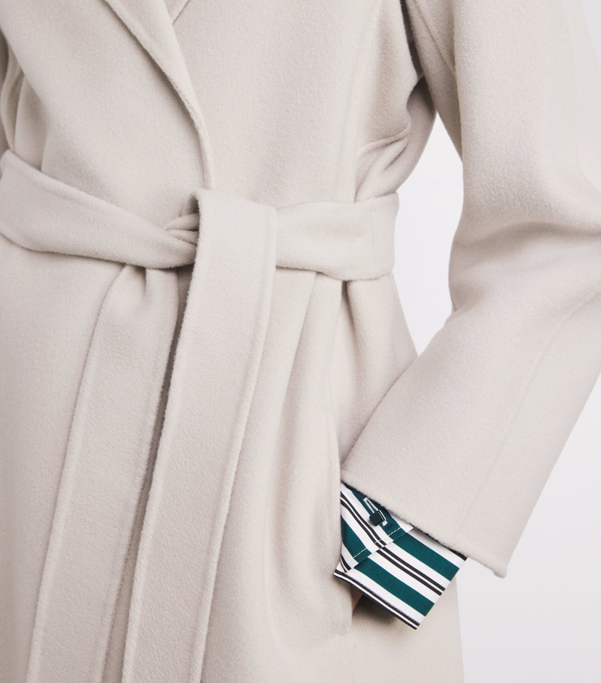 Max Mara White Virgin Wool Wrap Coat