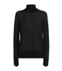 Toteme Black Semi-Sheer Split-Sleeve Rollneck Top
