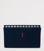 Navy Paloma Silk-Leather Clutch Bag