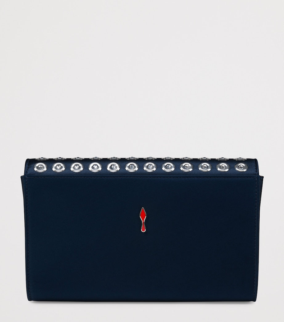 Navy Paloma Silk-Leather Clutch Bag