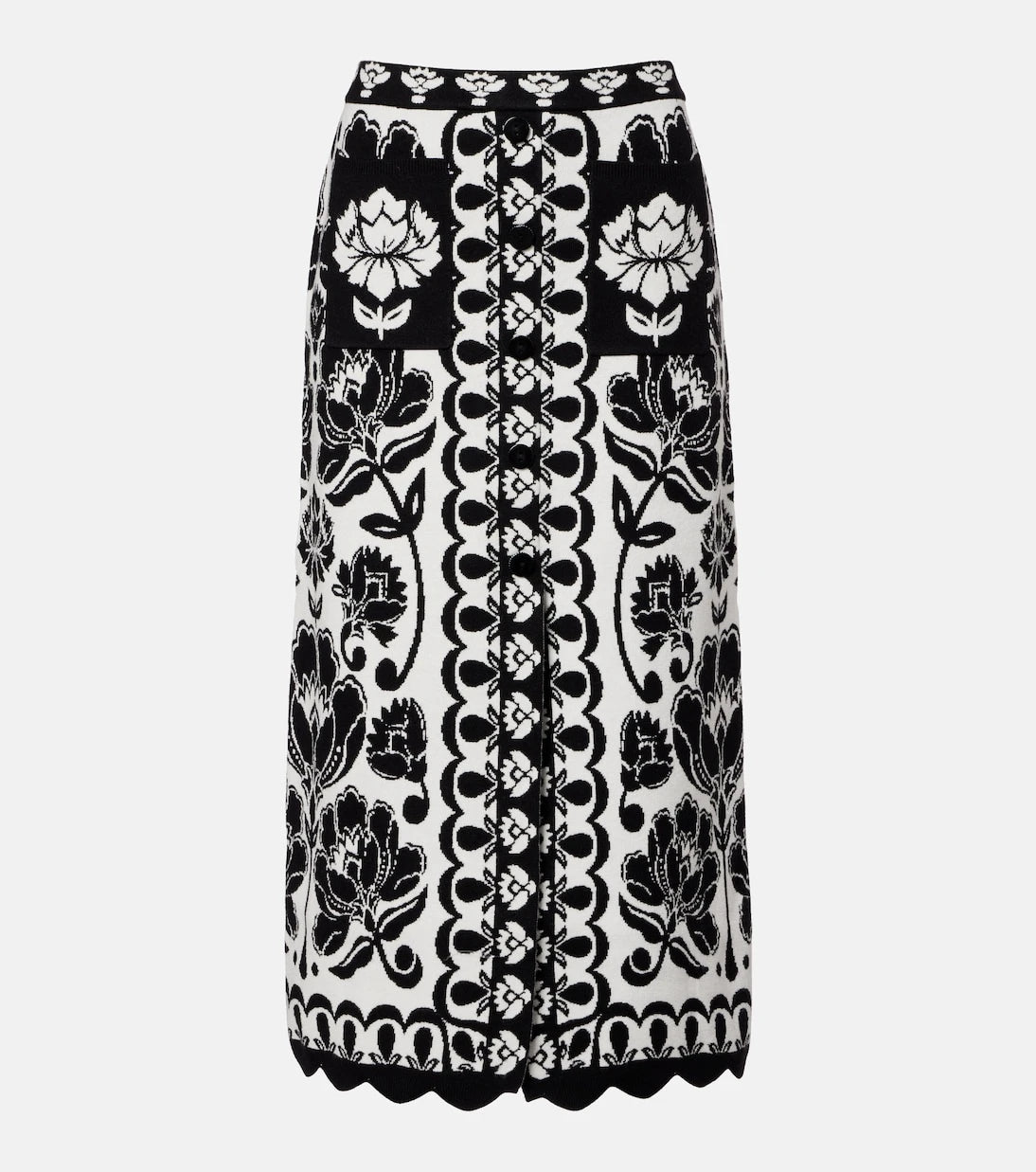 Farm Rio - Floral Arabesque jacquard midi skirt
