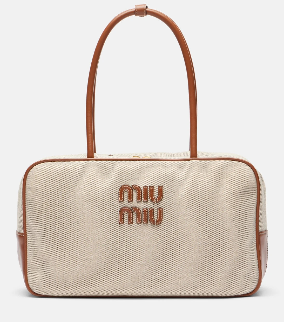 Miu Miu - Beau leather-trimmed canvas tote bag