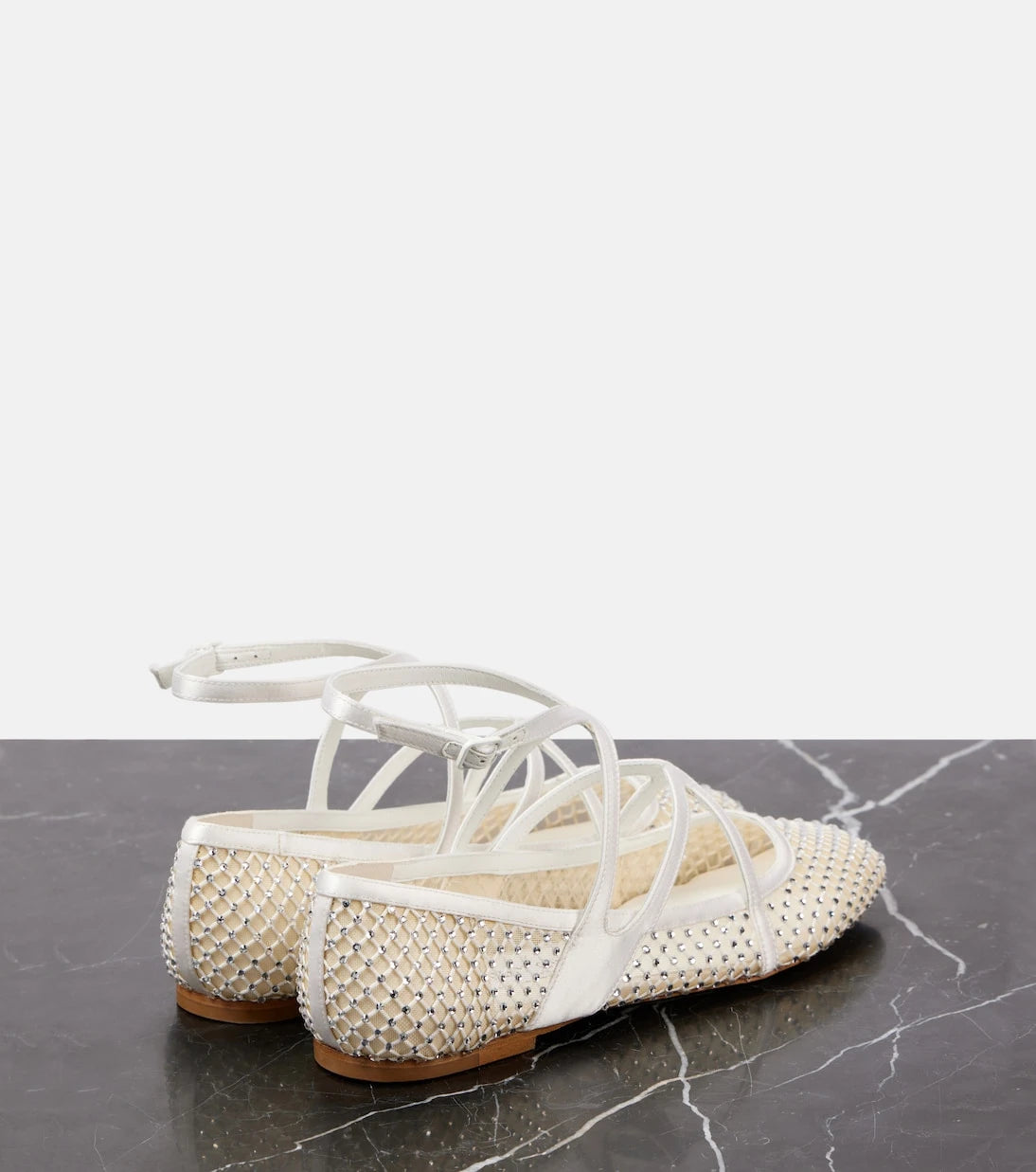 Jimmy Choo - Astoria embellished mesh ballet flats