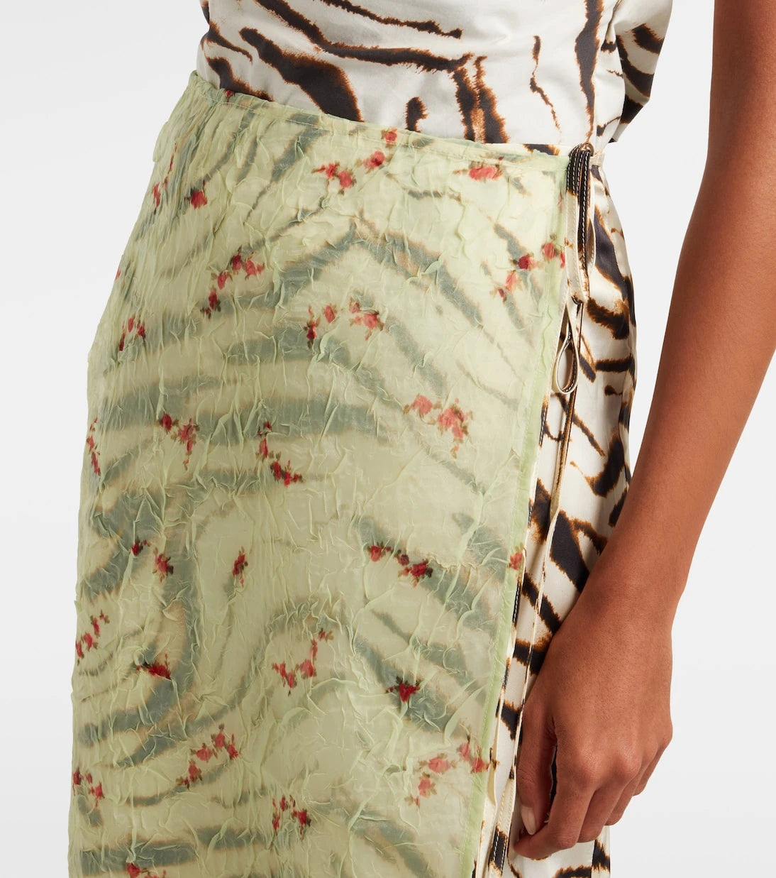 Ganni - Printed organza wrap skirt