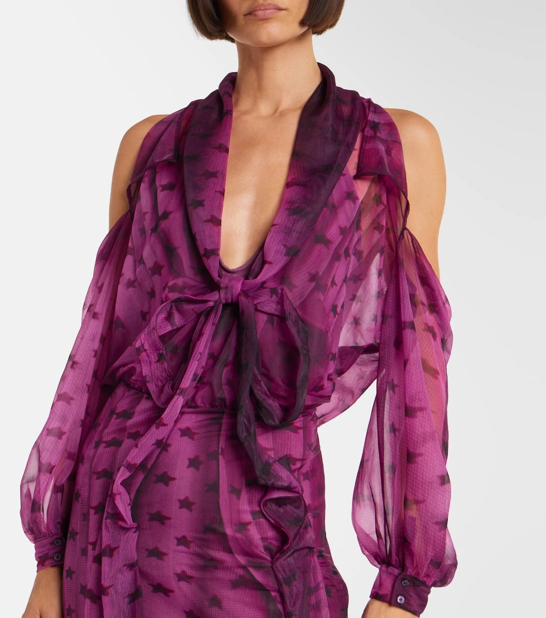 Acne Studios - Cutout printed semi-sheer midi dress