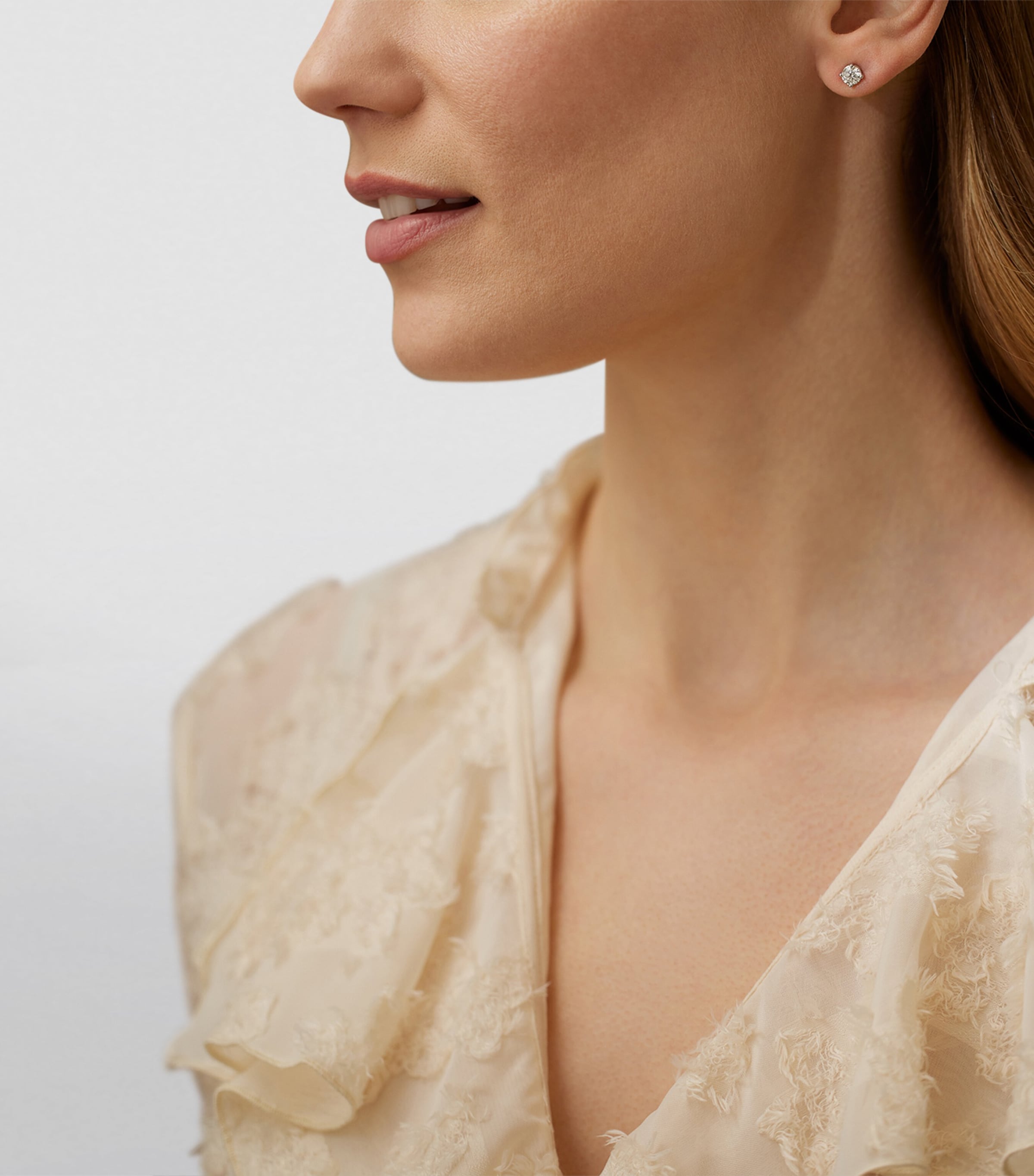 Platinum and Diamond Classic Stud Earrings