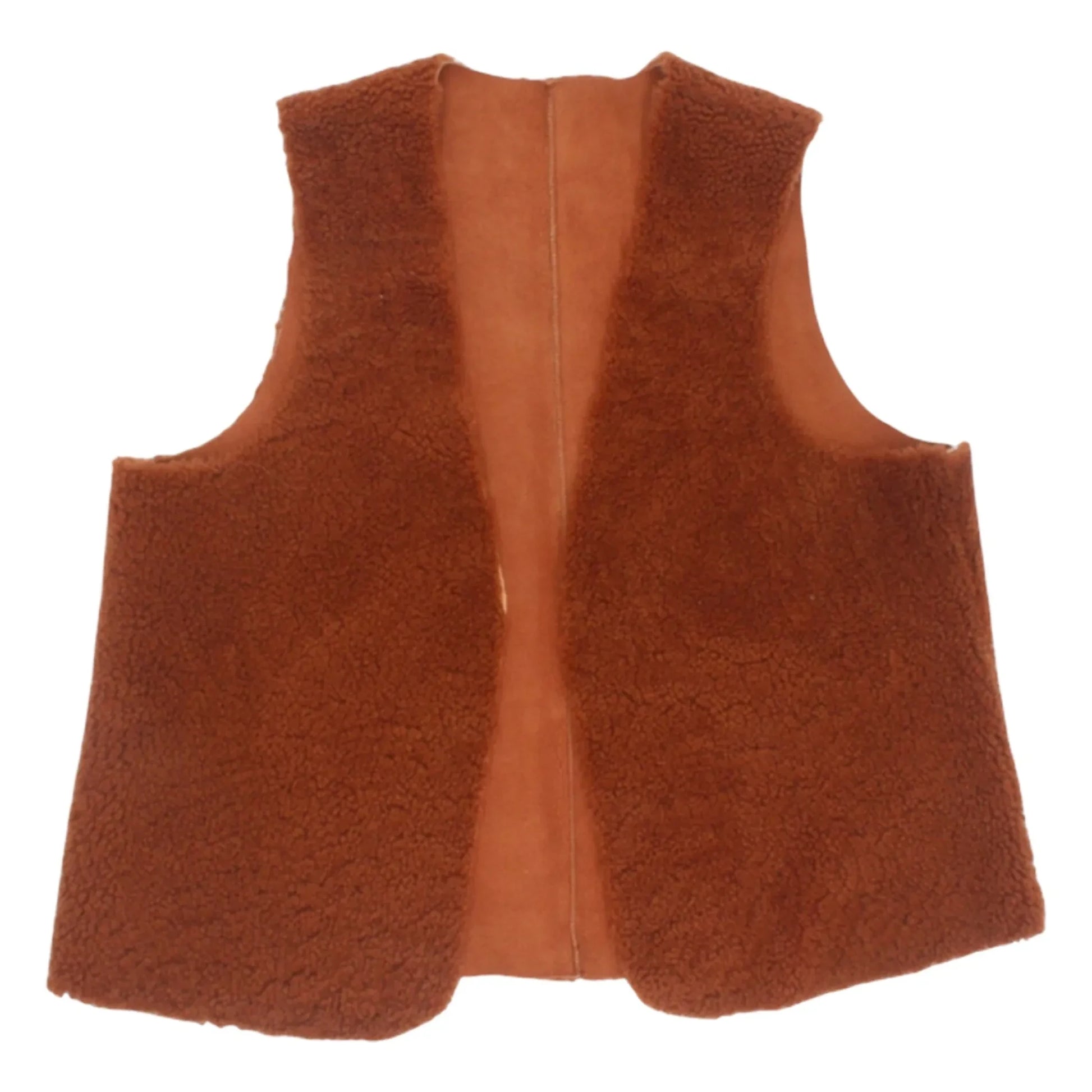 ILDA'S sheep - Sheepskin Merino Sleeveless Jacket | Brown