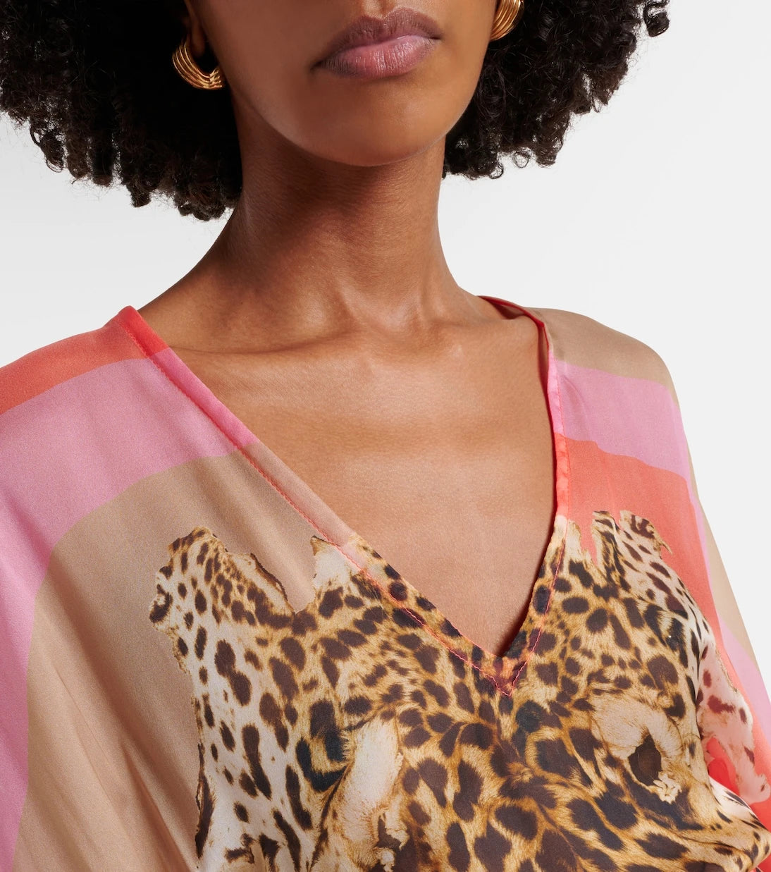 Roberto Cavalli - Printed belted silk kaftan