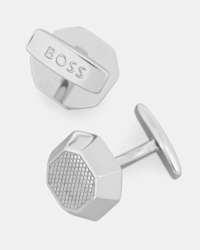 BOSS erkek pirinç B-METALOCT-CUF kol düğmeleri