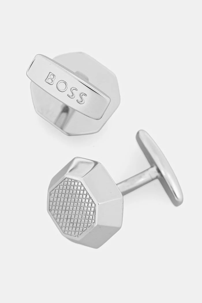 BOSS erkek pirinç B-METALOCT-CUF kol düğmeleri