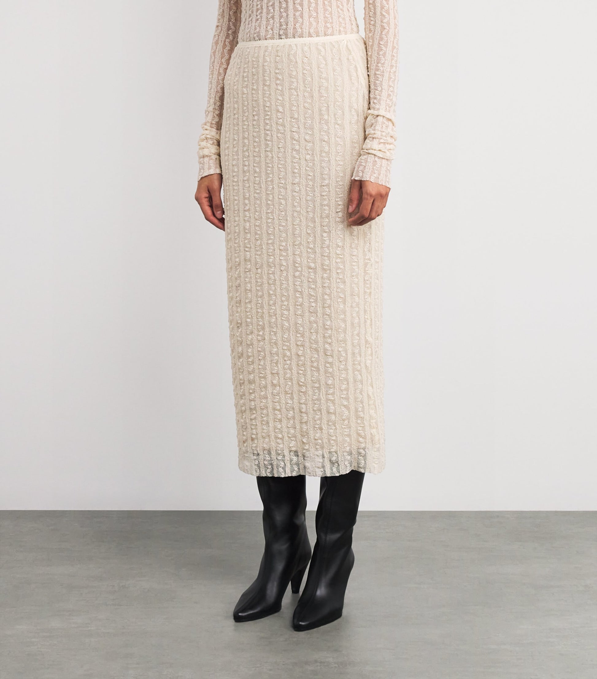 MAX&Co. White Lace Midi Skirt