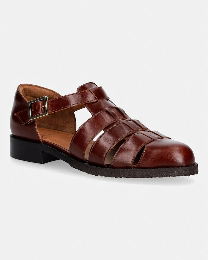 Billi Bi половинки обувки дамски от кожа Cognac bark calf
