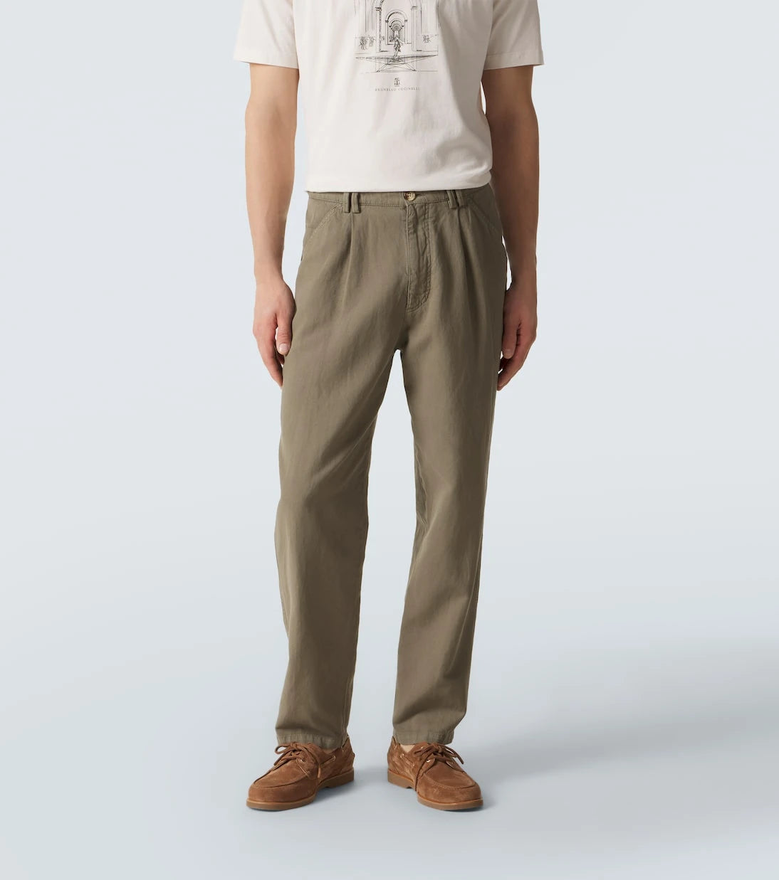Brunello Cucinelli - Cotton and linen straight pants