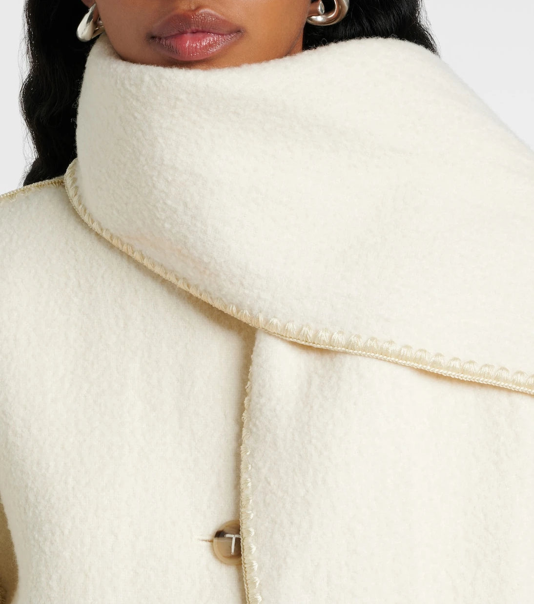 Toteme - Fringed embroidered wool scarf coat