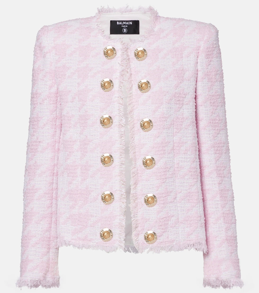 Balmain - Houndstooth cotton-blend tweed jacket