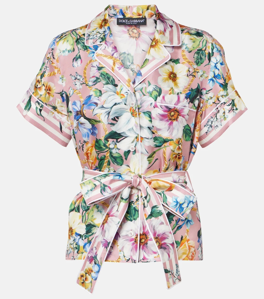 Dolce&Gabbana - Fiyonk detaylı çiçekli ipek gömlek