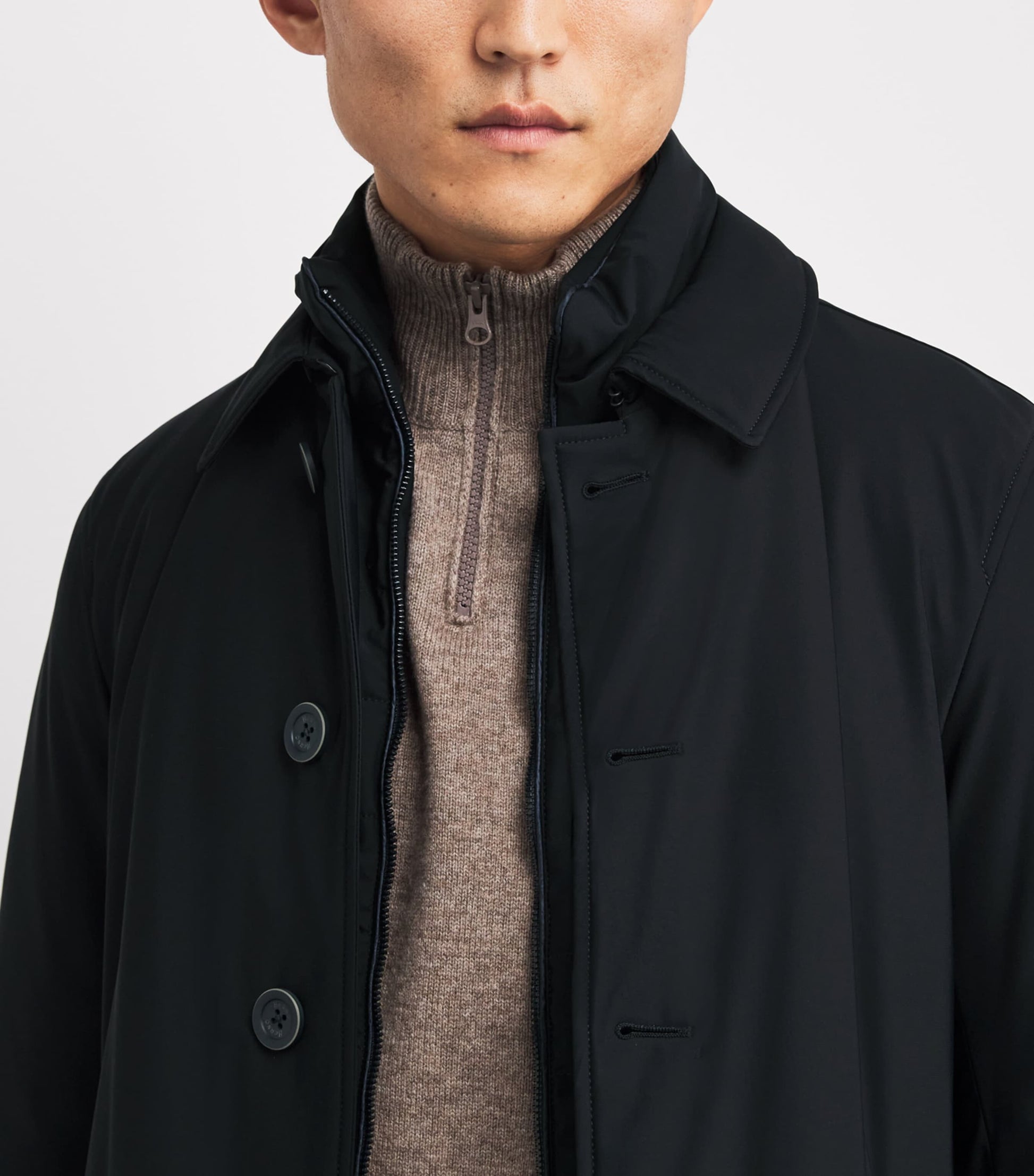 Herno Navy Down Water-Resistant Washington Overcoat