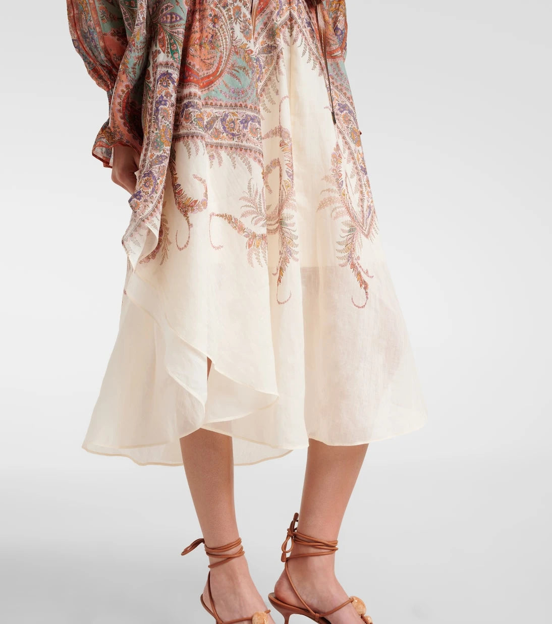 Zimmermann - Rhiannon tie-neck ramie midi dress