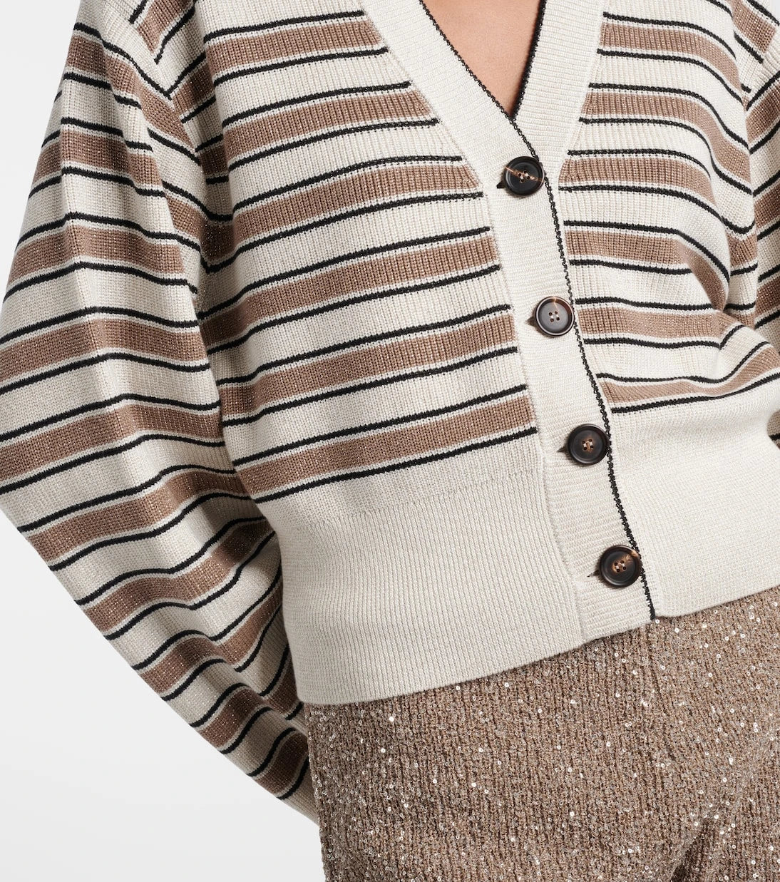 Brunello Cucinelli - Striped cotton-blend cardigan