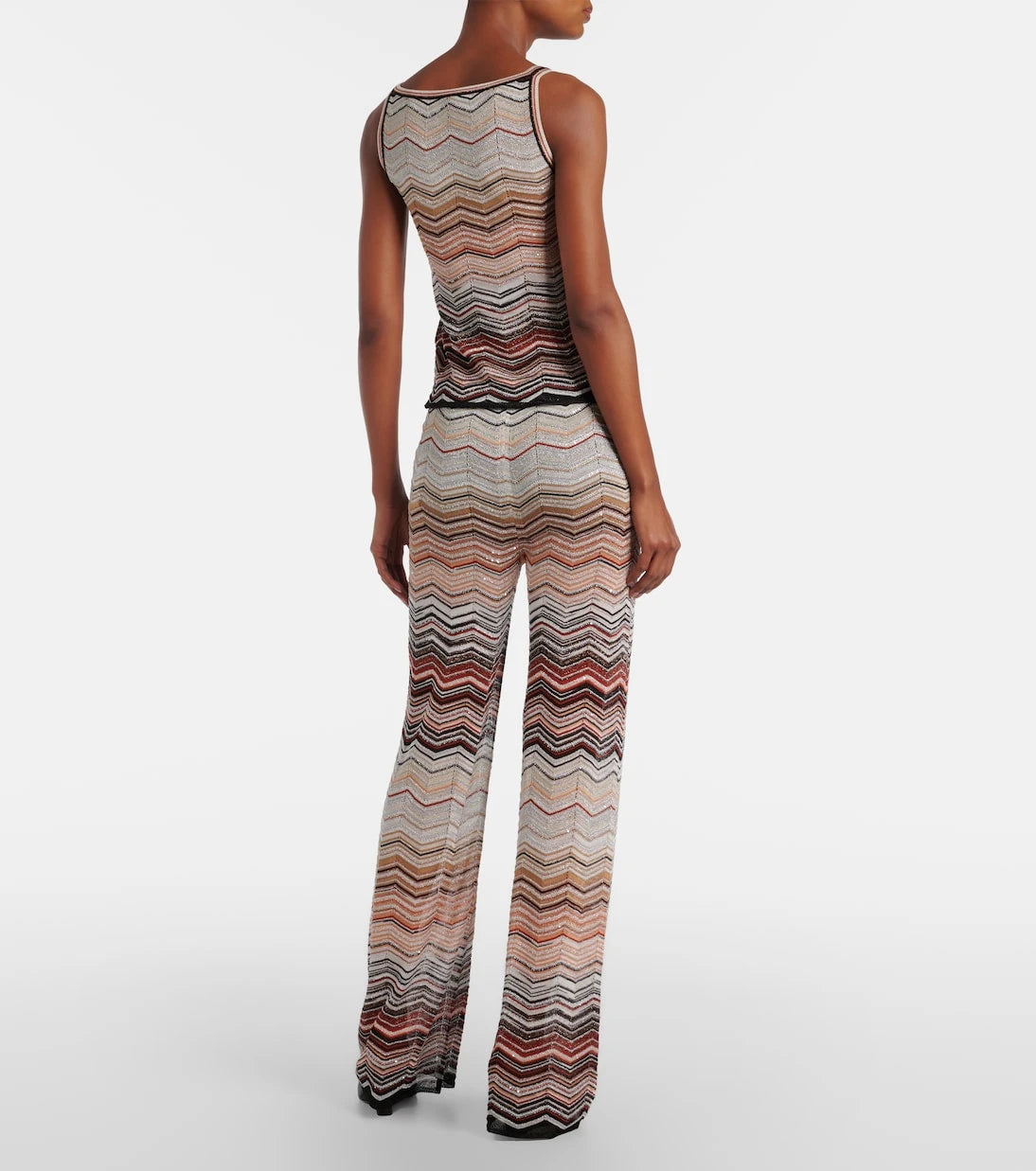 Missoni - بنطال واسع الساقين بنسيج لاميه مخطط متعرج