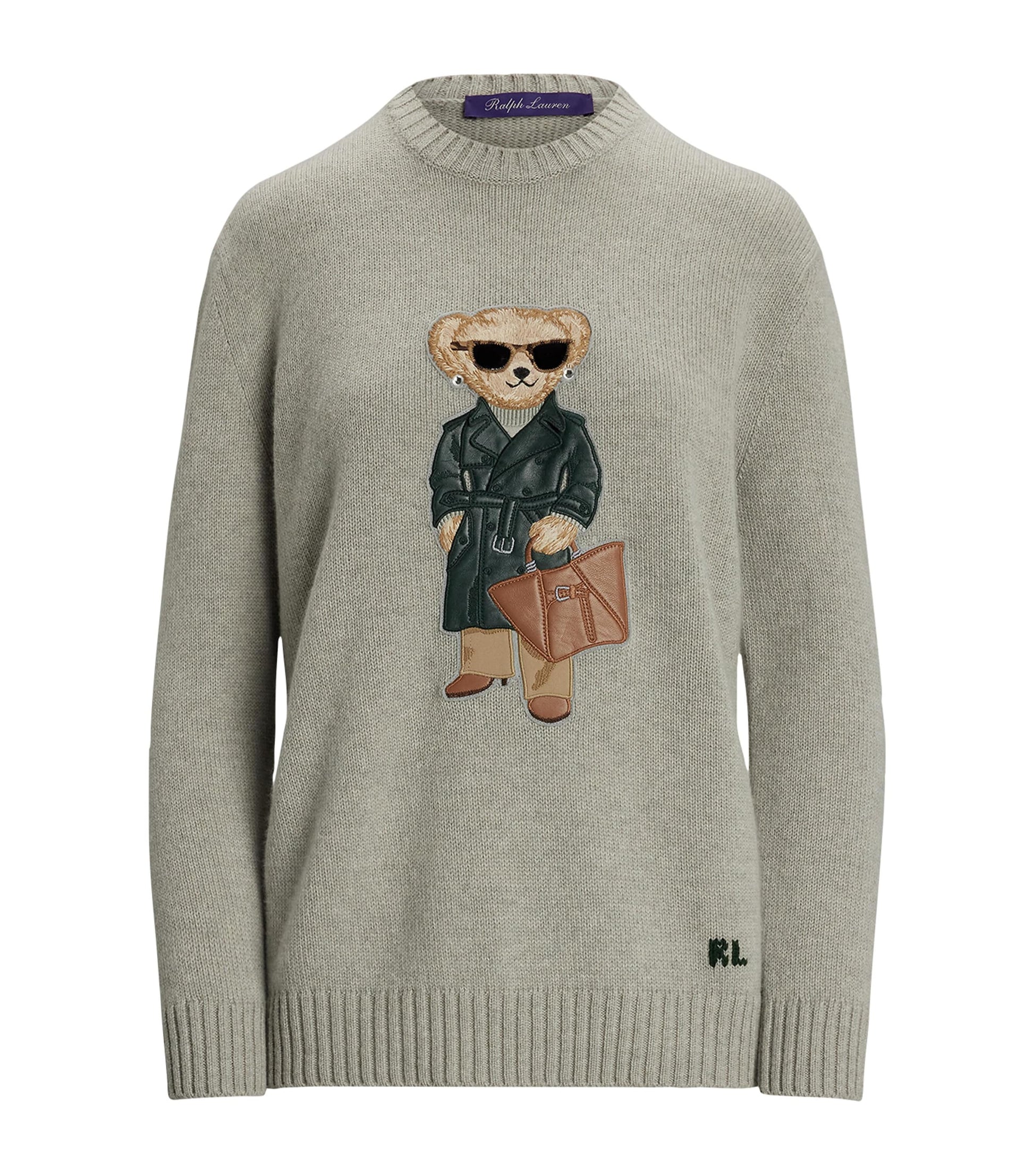 Ralph Lauren Collection Grey Cashmere Polo Bear Jumper