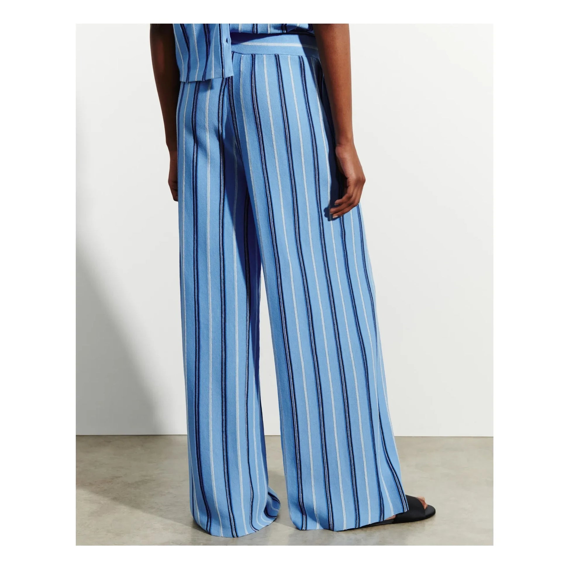 Bompard - Linen Cotton and Silk Striped Trousers | Blue