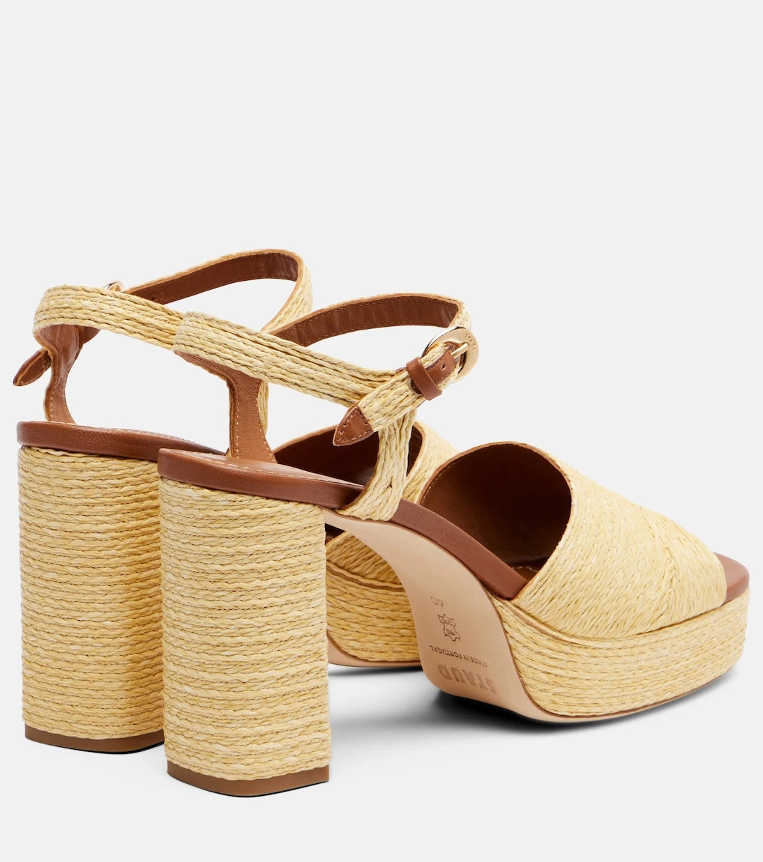 Staud - Jodie raffia and leather platform sandals