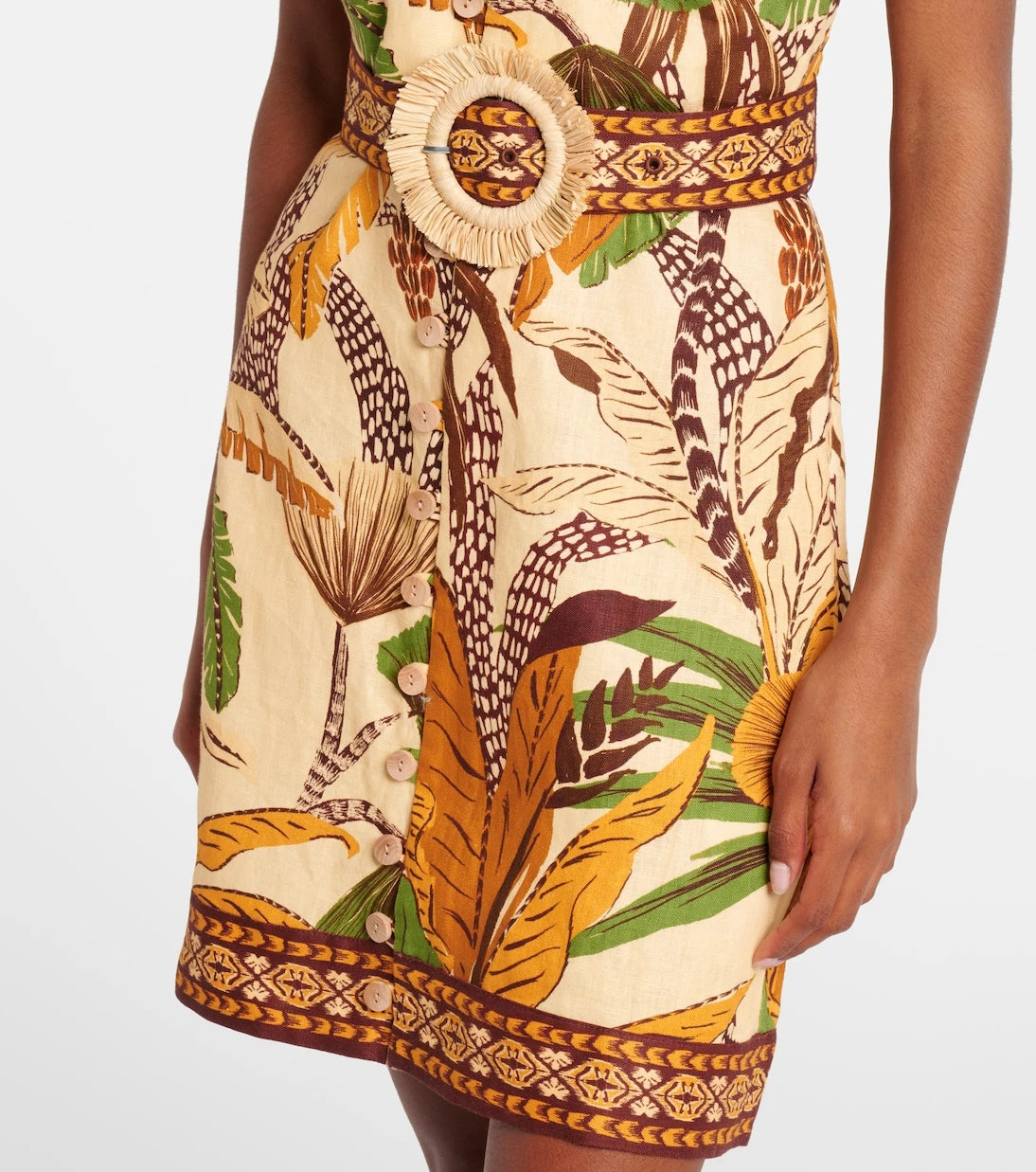 Farm Rio - Foliage Sketch linen minidress