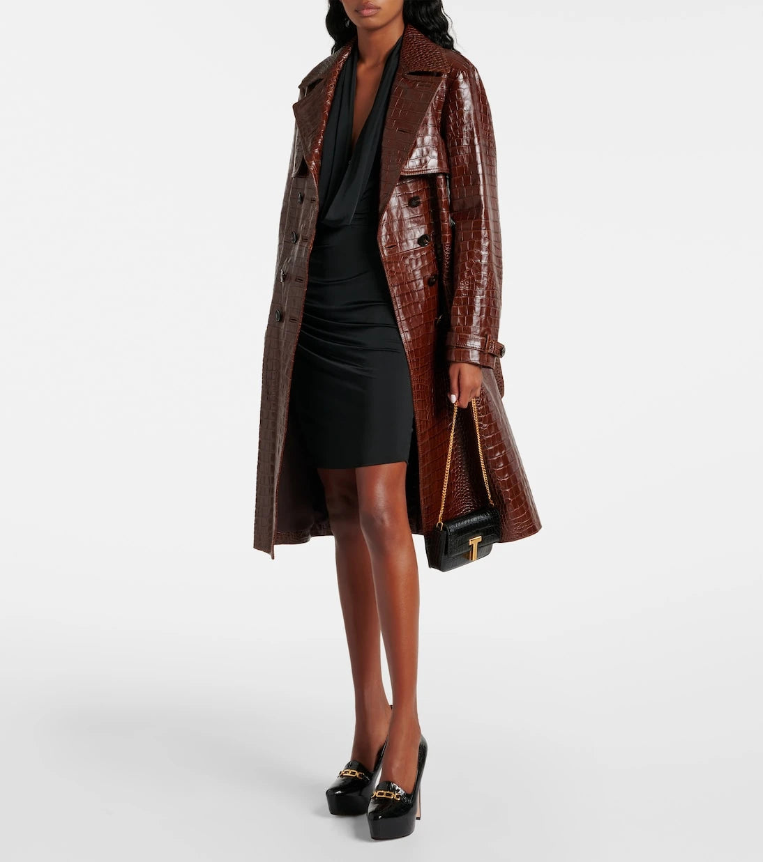 Tom Ford - Croc-effect patent leather platform pumps