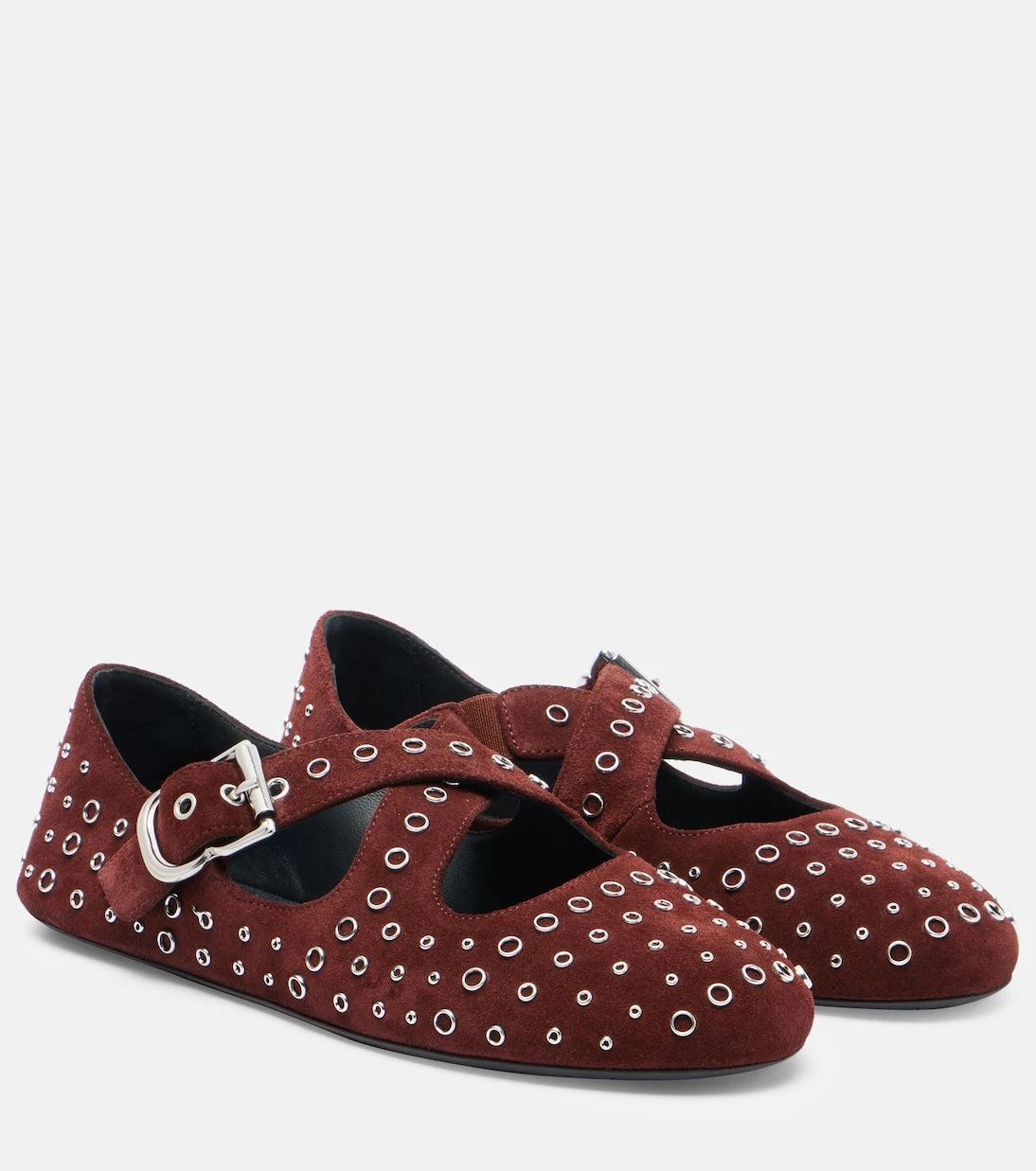 Alaïa - Embellished suede ballet flats