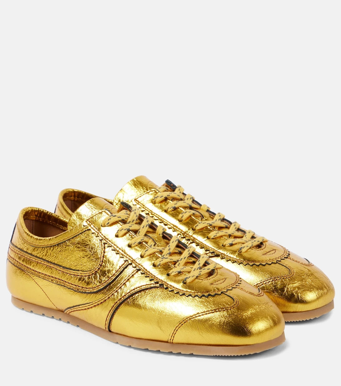 Dries Van Noten - Metallic leather sneakers