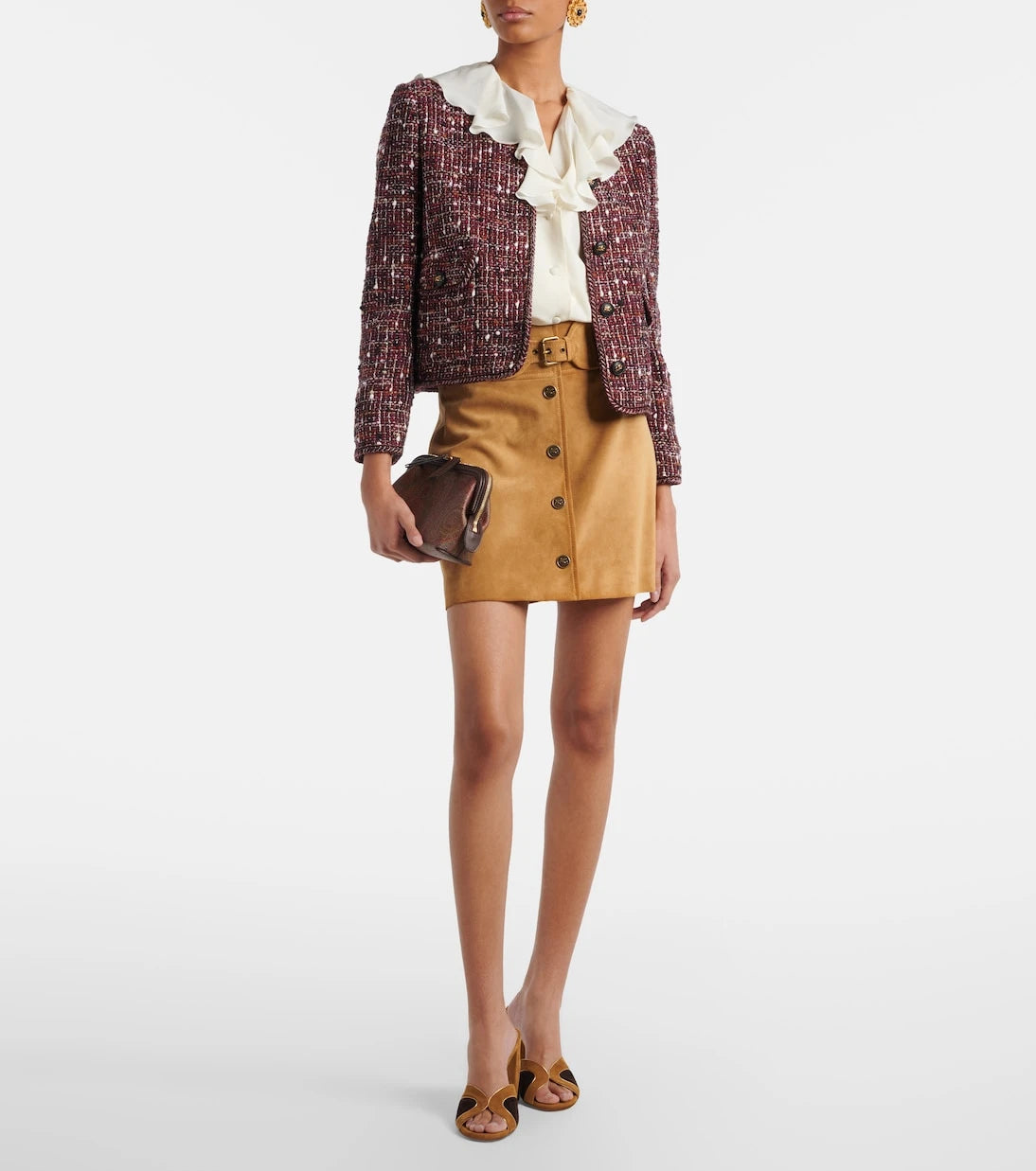 Etro - جاكيت بوكليه قصير من مزيج القطن