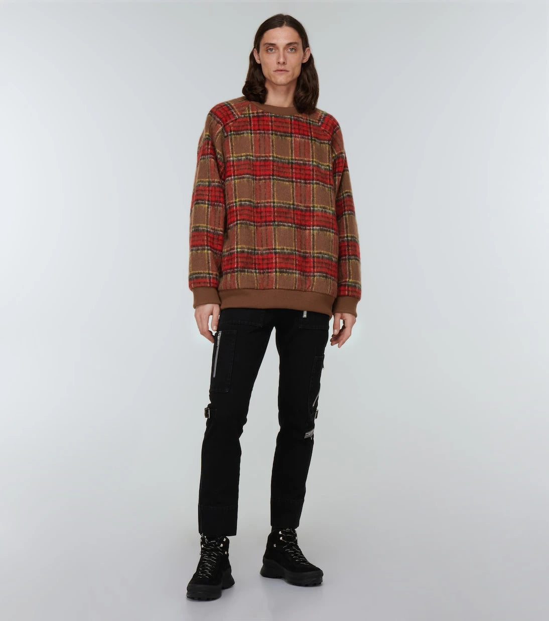 Undercover - Checked wool-blend flannel sweater